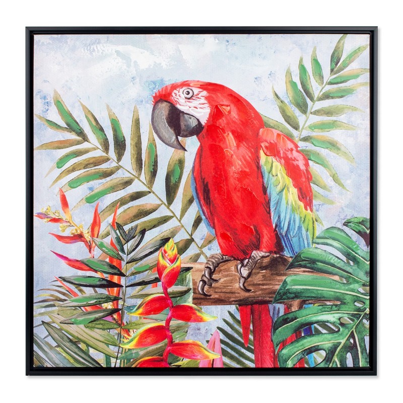 ORIGEN Home Decor - Cuadro pájaro Loro  Adorno Pared | Cuadros Rojo - 63x3x63 cm