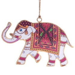 ORIGEN Home Decor Colgante elefante 4 U Colgantes | Colgante Multicolor - 9x14x1cm