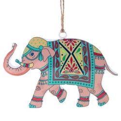 ORIGEN Home Decor Colgante elefante 4 U Colgantes | Colgante Multicolor - 9x14x1cm