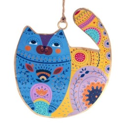 ORIGEN Home Decor Colgante gato surtido 4 U Colgantes | Colgante Multicolor - 11x9x1cm