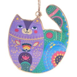 ORIGEN Home Decor Colgante gato surtido 4 U Colgantes | Colgante Multicolor - 11x9x1cm