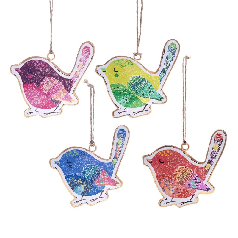 ORIGEN Home Decor Colgante pajaro 4 U Colgantes | Colgante Multicolor - 9x10x1cm