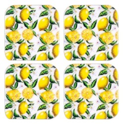 ORIGEN Home Decor posavasos limones 4 U Posavasos | Amarillo Rectangular - 1x10x10cm