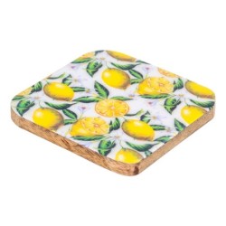 ORIGEN Home Decor posavasos limones 4 U Posavasos | Amarillo Rectangular - 1x10x10cm