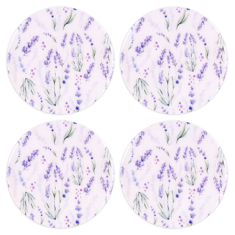 ORIGEN Home Decor posavasos lavanda 4 U Posavasos | Blanco Redondo - 1x10x10cm