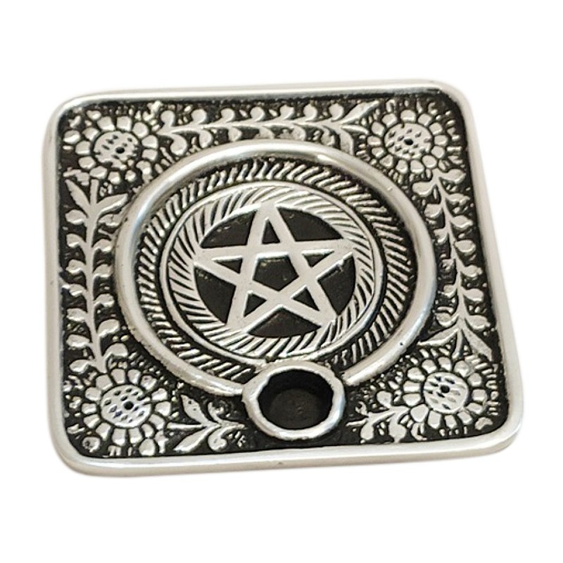 ORIGEN Home Decor Portavelas pentagrama Complementos Natura | Portavelas Plateado Rectangular - 1x9x9cm