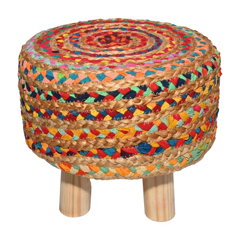 ORIGEN Home Decor Taburete yute Mueble Auxiliar | Taburete Multicolor Redondo - 31x35x35cm