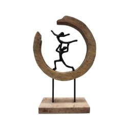 ORIGEN Home Decor Figura mujer hombre circulo Varios | Figura de Persona Marrón - 49x34x10cm