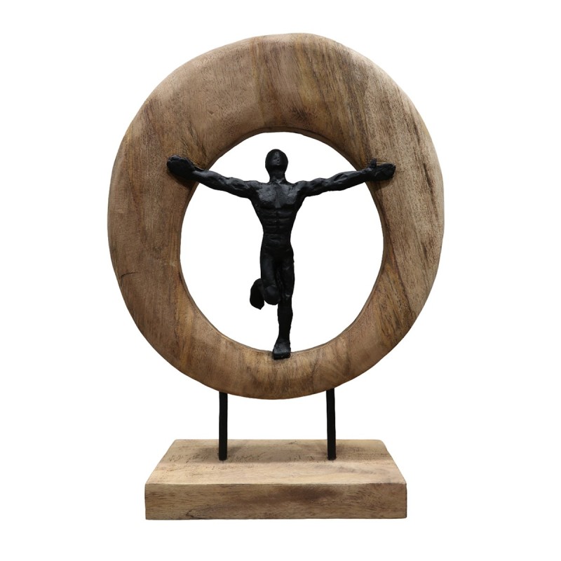 ORIGEN Home Decor Figura hombre negro circulo Varios | Figura de Persona Marrón - 46x32x9cm