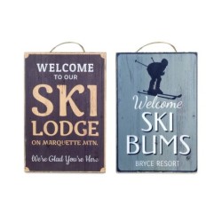 By SIGRIS Placa  Letreros Pared Ski Incluye 2 Unidades Adorno Pared Placas Metal Signes Grimalt Decor And Go