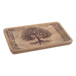 ORIGEN Home Decor Plato arbol de vida Bandejas | Plato Marrón Rectangular - 3x25x15cm