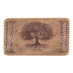 ORIGEN Home Decor Plato arbol de vida Bandejas | Plato Marrón Rectangular - 3x25x15cm