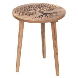 ORIGEN Home Decor Mesa arbol de vida Mueble Auxiliar | Mesa auxiliar Marrón - 48x40x40cm