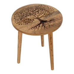 ORIGEN Home Decor Mesa arbol de vida Mueble Auxiliar | Mesa auxiliar Marrón - 48x40x40cm