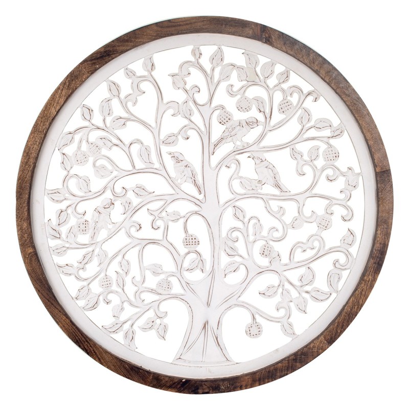 ORIGEN Home Decor Adorno Pared Árbol Vida Placas De Madera | Placa de Madera Blanco Redondo - 85x85x3cm