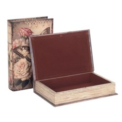 ORIGEN Home Decor Cajas Libro Set 2 Unidades Cajas Libro | Cajas de libro Marrón Rectangular - 26x17x5cm