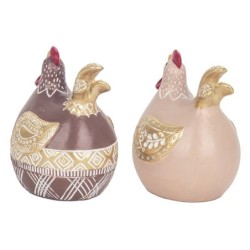 ORIGEN Home Decor Figura Gallina 2 U Animales | Figura de Gallina Multicolor - 10x9x7cm