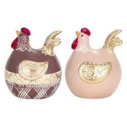 ORIGEN Home Decor Figura Gallina 2 U Animales | Figura de Gallina Multicolor - 10x9x7cm