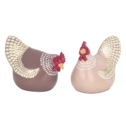 ORIGEN Home Decor Figura Gallina 2 U Animales | Figura de Gallina Multicolor - 7x12x6cm