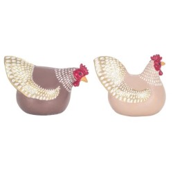 ORIGEN Home Decor Figura Gallina 2 U Animales | Figura de Gallina Multicolor - 7x12x6cm