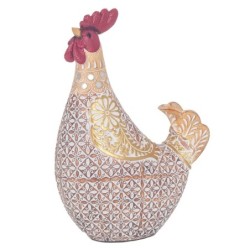 ORIGEN Home Decor Figura Gallina Animales | Figura de Gallina Beige - 20x14x8cm