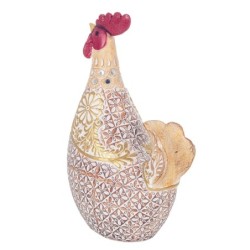 ORIGEN Home Decor Figura Gallina Animales | Figura de Gallina Beige - 20x14x8cm