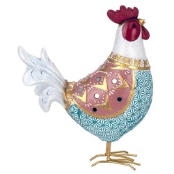 ORIGEN Home Decor Figura Gallina Animales | Figura de Gallina Azul - 21x16x7cm