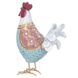 ORIGEN Home Decor Figura Gallina Animales | Figura de Gallina Azul - 21x16x7cm