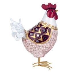 ORIGEN Home Decor Figura Gallina Animales | Figura de Gallina Lila - 24x17x7cm