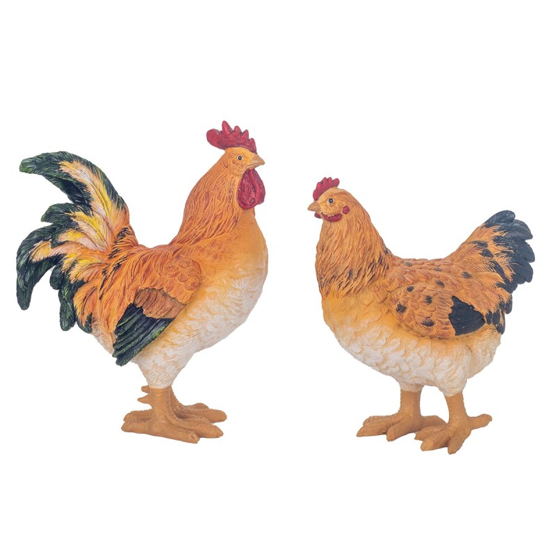 ORIGEN Home Decor Figura Gallina 2 U Animales | Figura de Gallina Naranja - 26x20x10cm