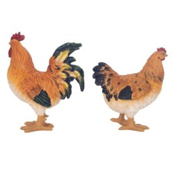 ORIGEN Home Decor Figura Gallina 2 U Animales | Figura de Gallina Naranja - 26x20x10cm