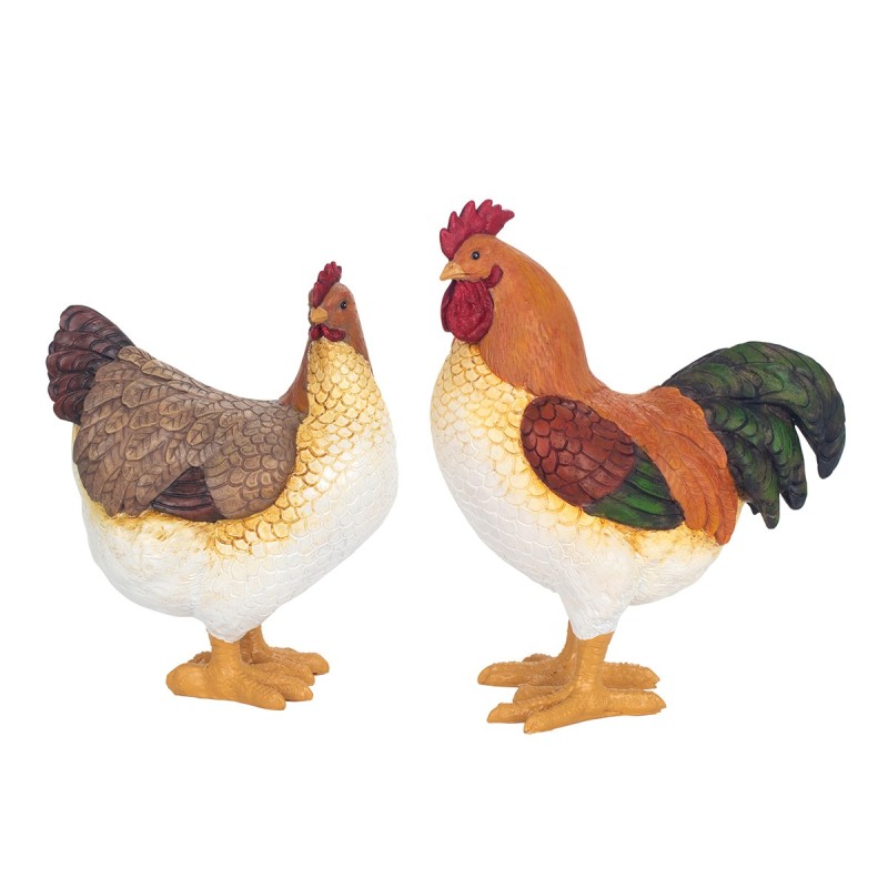 ORIGEN Home Decor Figura Gallina 2 U Animales | Figura de Gallina Naranja - 27x23x11cm