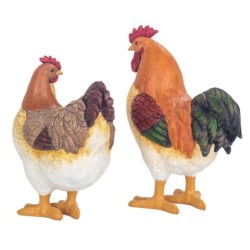 ORIGEN Home Decor Figura Gallina 2 U Animales | Figura de Gallina Naranja - 27x23x11cm