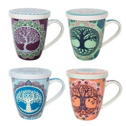 ORIGEN Home Decor Taza arbol vida 4 Uni. Mugs Y Vasos | Taza Multicolor - 12x12x10cm