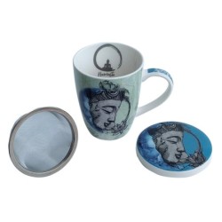 ORIGEN Home Decor Taza estampado4 Uni. Mugs Y Vasos | Taza Azul - 12x12x10cm