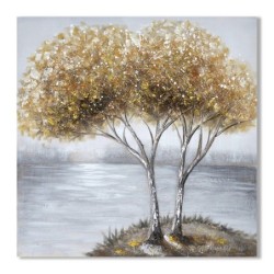 ORIGEN Home Decor Cuadro Árbol Cuadros | Cuadro Dorado Rectangular - 80x80x3cm