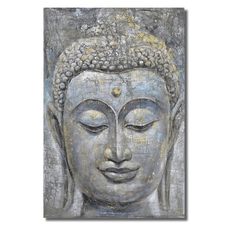 ORIGEN Home Decor Cuadro Buda Cuadros | Cuadro Gris Rectangular - 120x80x3cm