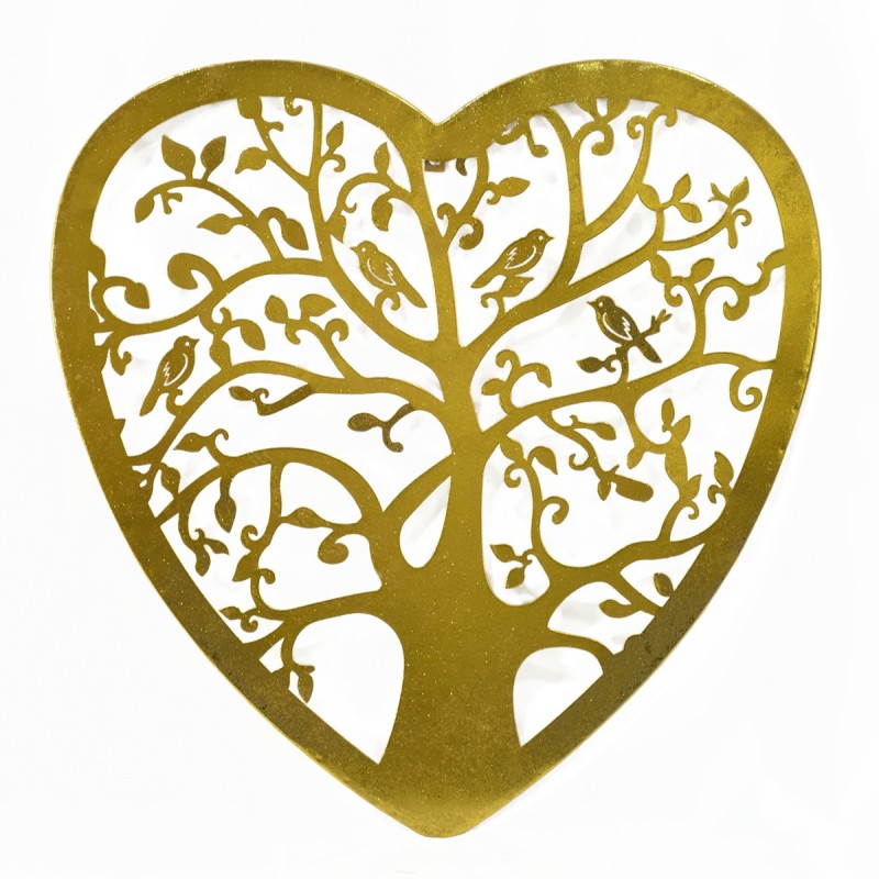 ORIGEN Home Decor Arbol de vida corazon Apliques Metal | Aplique Metal Dorado - 60x60x1cm