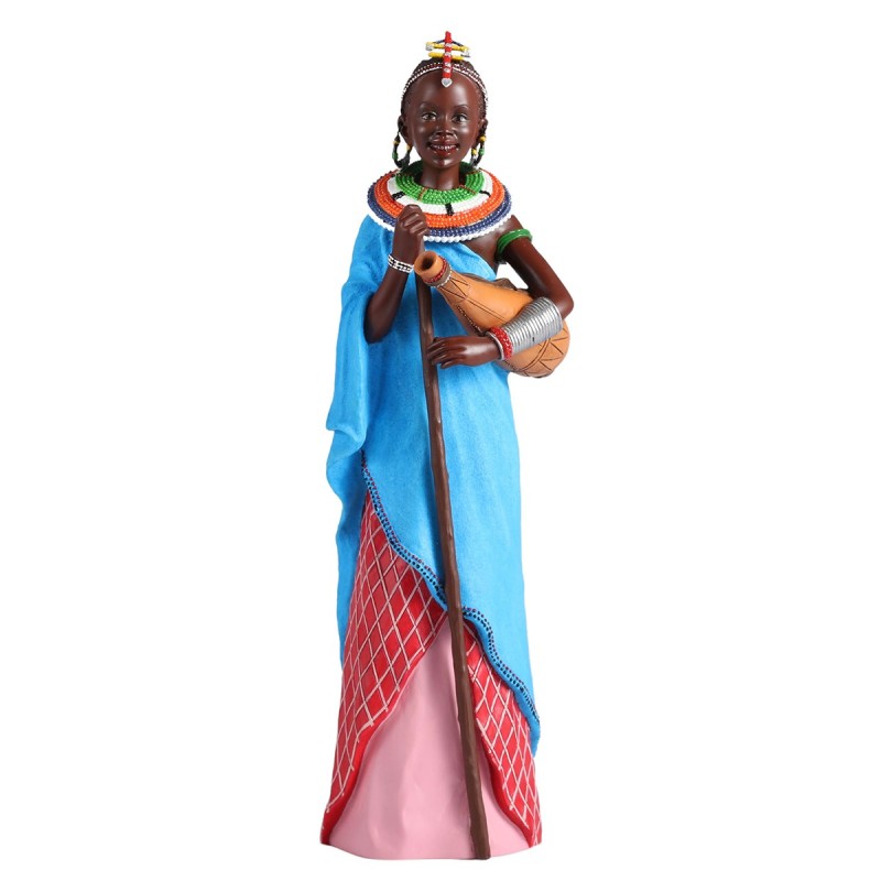 ORIGEN Home Decor Figura africana Africanas Y Elefantes | Figura de Africana Azul - 26x8x7cm