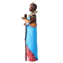 ORIGEN Home Decor Figura africana Africanas Y Elefantes | Figura de Africana Azul - 26x8x7cm