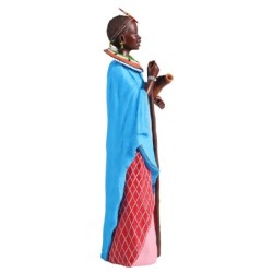 ORIGEN Home Decor Figura africana Africanas Y Elefantes | Figura de Africana Azul - 26x8x7cm