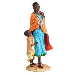 ORIGEN Home Decor Figura africana Africanas Y Elefantes | Figura de Africana Azul - 35x16x15cm