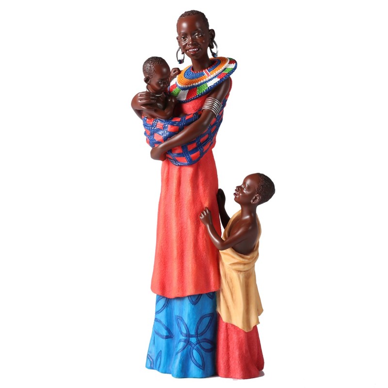 ORIGEN Home Decor Figura africana Africanas Y Elefantes | Figura de Africana Rojo - 26x10x7cm