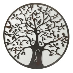 ORIGEN Home Decor Adorno Árbol Vida espejo Apliques Metal | Aplique Metal Marrón Redondo - 30x30x2cm