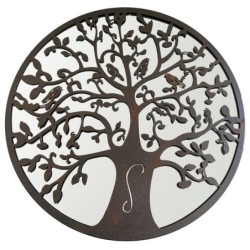 ORIGEN Home Decor Adorno Árbol Vida espejo Apliques Metal | Aplique Metal Marrón Redondo - 50x50x2cm