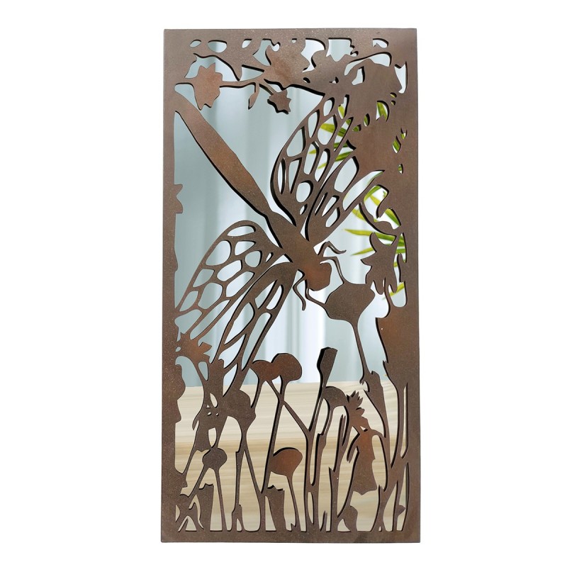 ORIGEN Home Decor Adorno pared libelula espejo Apliques Metal | Aplique Metal Marrón Rectangular - 100x50x2cm