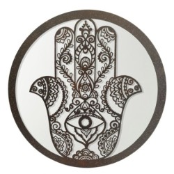 ORIGEN Home Decor Mano de fatima espejo Apliques Metal | Aplique Metal Marrón Redondo - 30x30x2cm