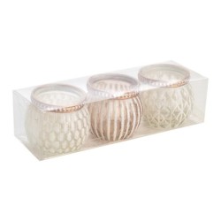 ORIGEN Home Decor portavelas 3 U Jarrones Y Portavelas | Portavelas Blanco - 6x7x7cm