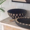 ORIGEN Home Decor Cuenco bandeja Jarrones Y Portavelas | Cuenco Bol Negro - 9x25x25cm