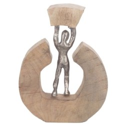 ORIGEN Home Decor - Hombre jugando tronco  Figuras | Varios Marrón - 23x5x18 cm